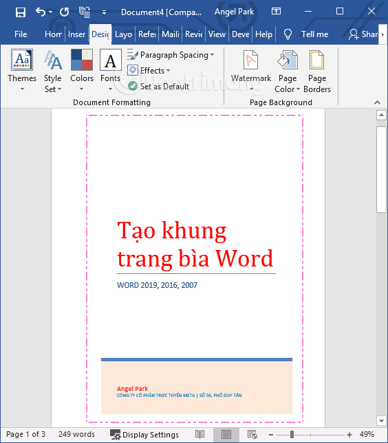 Cover page, Word: Cover page hoàn toàn có thể thể hiện được tất cả những gì bạn muốn nói. Từ cảm xúc đến thông điệp muốn gửi tới những người khác, tất cả đều có thể thể hiện một cách rực rỡ và đầy ấn tượng trên trang bìa của bạn.