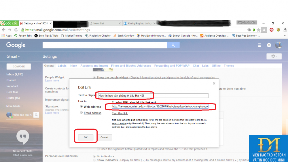 How to Create a signature for Gmail and insert photos, links, Anchor Text into Gmail signatures Picture 7