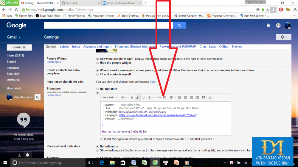 How to Create a signature for Gmail and insert photos, links, Anchor Text into Gmail signatures Picture 9