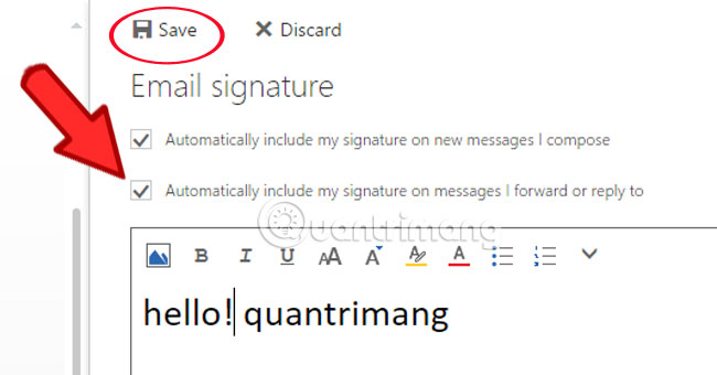 How to create a signature in a Hotmail mailbox Picture 3