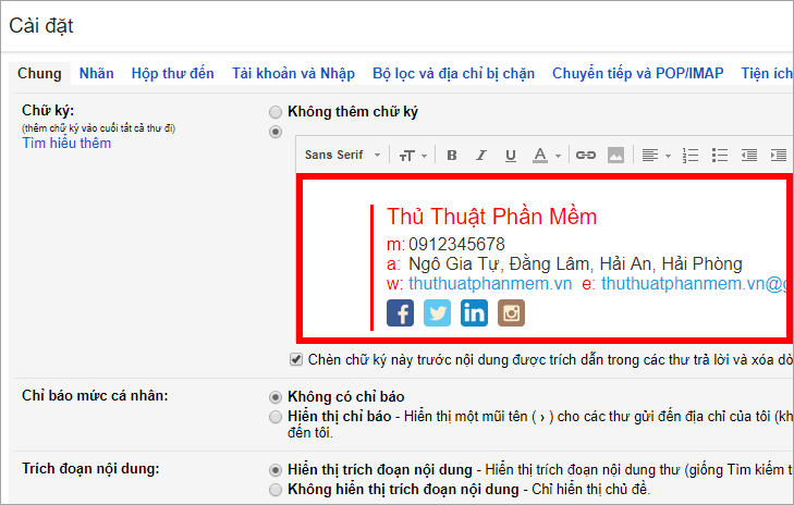 How to create a signature in Gmail Picture 13