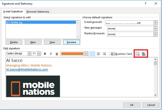 How to create a signature in Outlook 2010, 2016 Picture 5