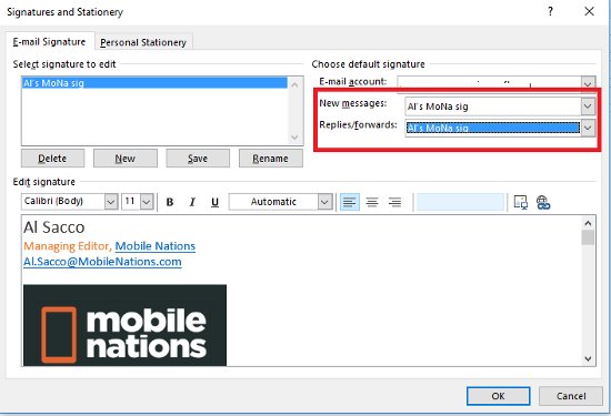 How to create a signature in Outlook 2010, 2016 Picture 7