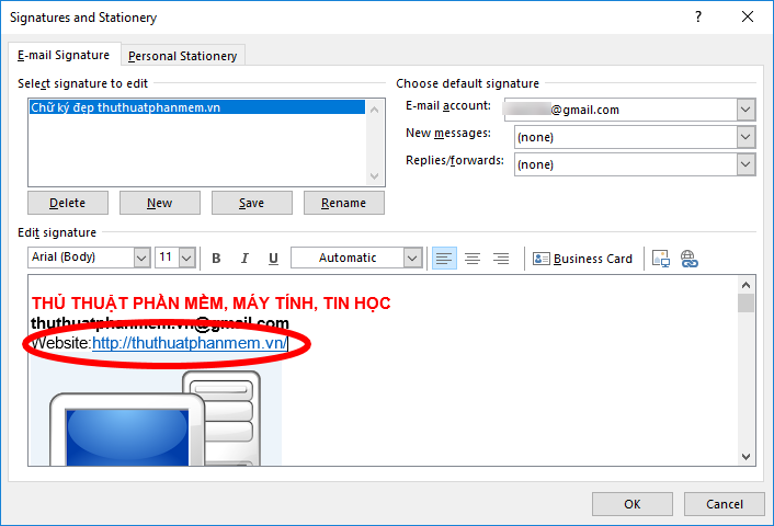How to create a signature in Outlook Picture 11