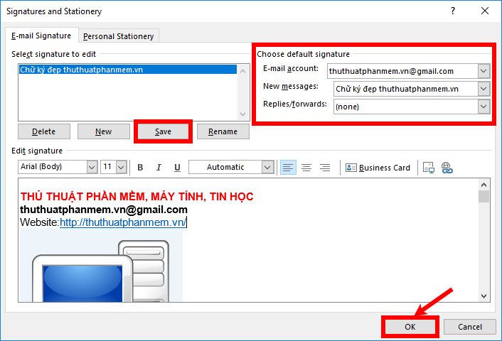 How to create a signature in Outlook Picture 12
