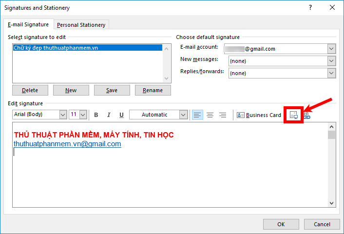 How to create a signature in Outlook Picture 7