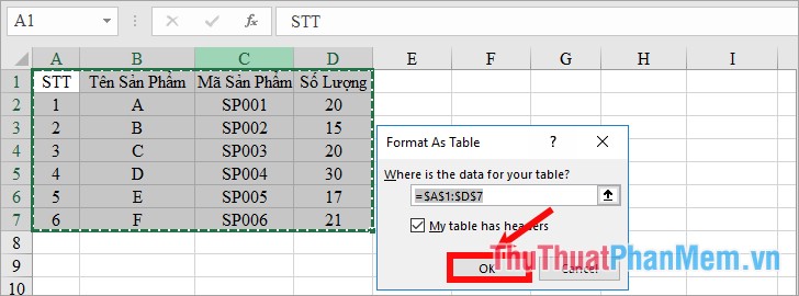 How to create a table, insert a table in Excel 2016 - TipsMake.com