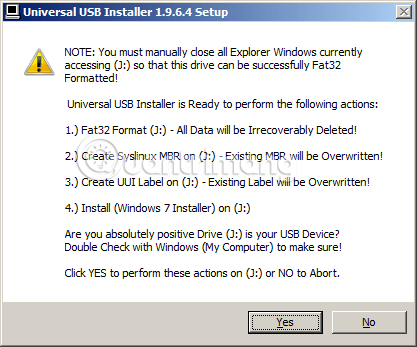 How to create a USB boot, install Windows using the Universal USB Installer Picture 4