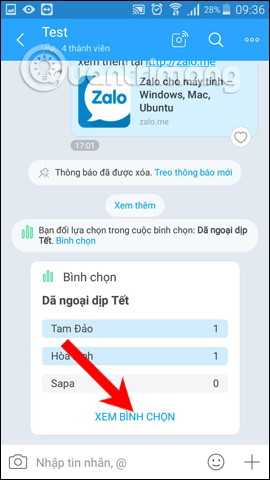 How to create a vote on the chat group Zalo phone Picture 7