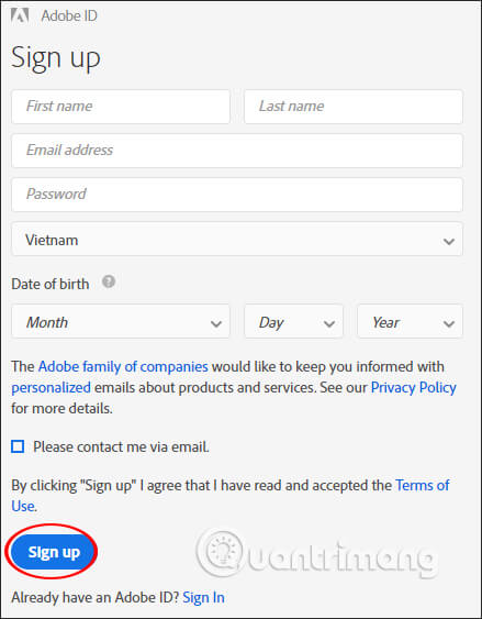 How to create an Adobe account Picture 3