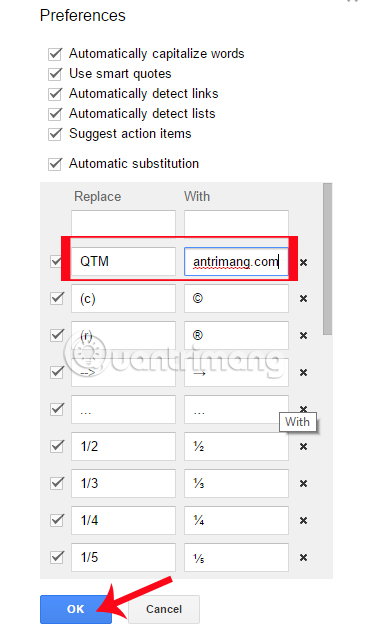 How to create an alternative phrase in Google Docs Picture 4