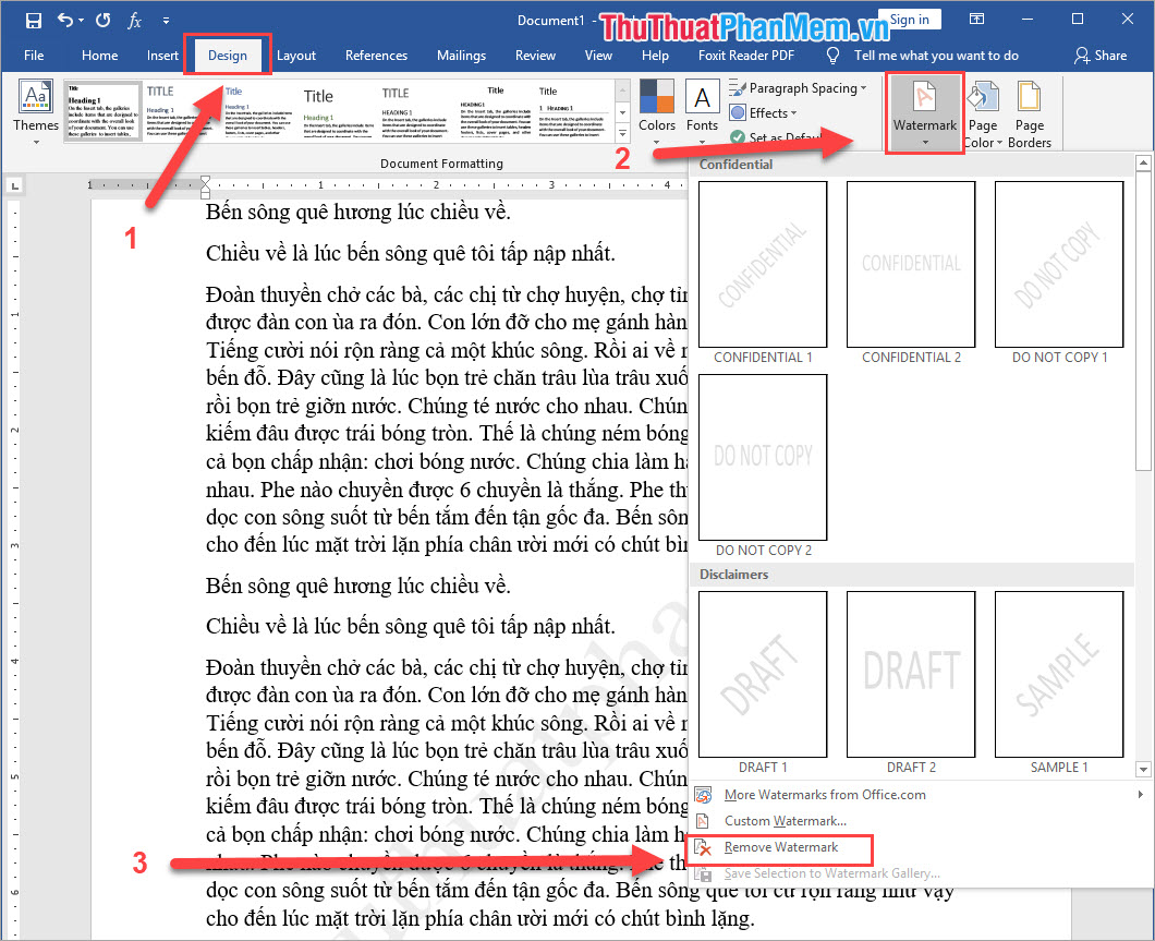 How to create and delete Watermark in Word 2016 Picture 10