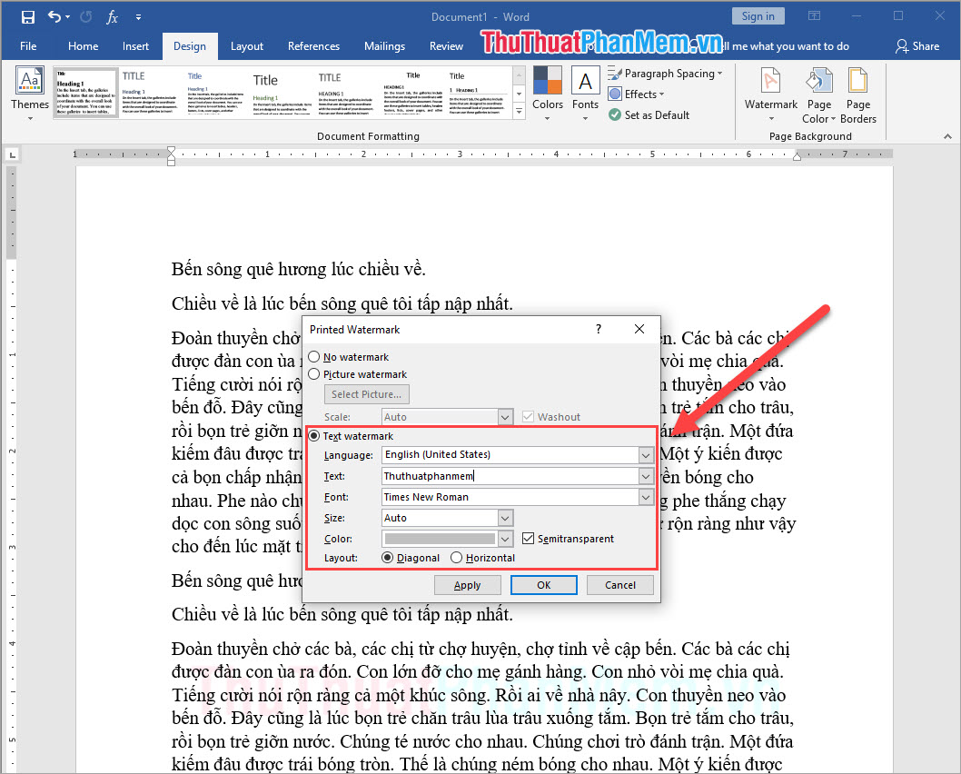 How to create and delete Watermark in Word 2016 Picture 8