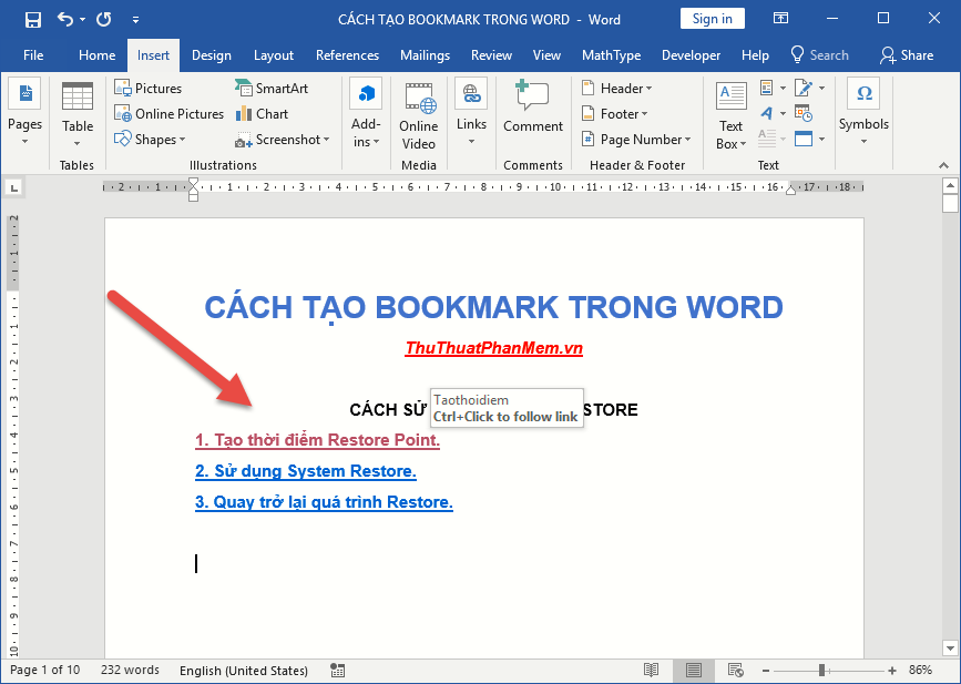 How to create Bookmark in Word Picture 11
