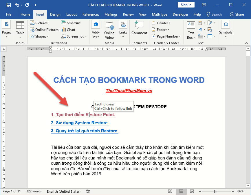 How To Create Bookmark In Word