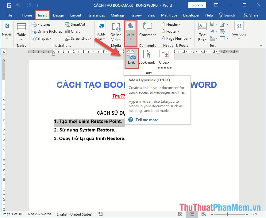 How to create Bookmark in Word Picture 8