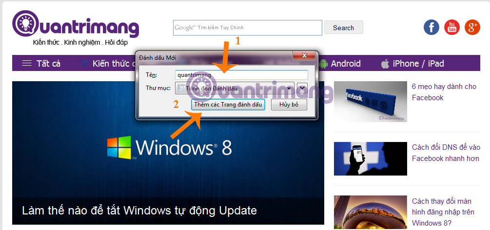 How to create bookmarks on Chrome, Coc Coc and Firefox browsers Picture 6