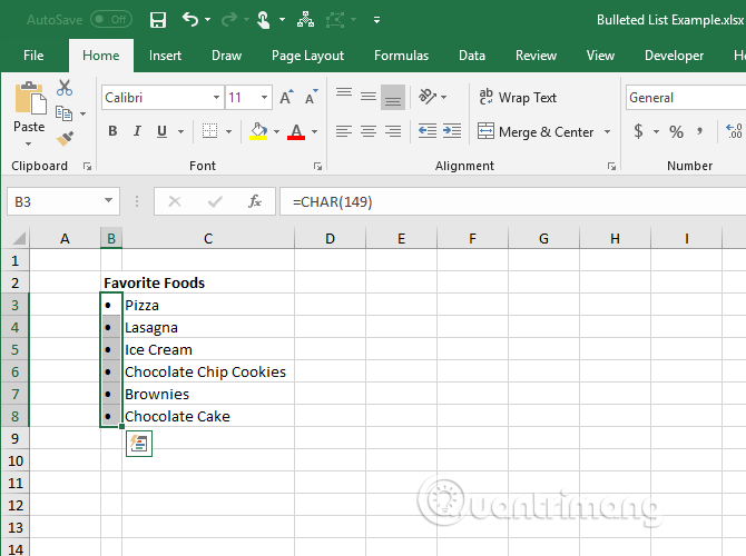 How to create bullet list in Excel Picture 14