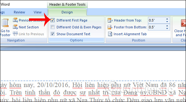 How to create different Header, Footer on Word Picture 2