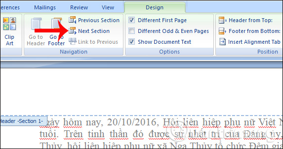 How to create different Header, Footer on Word Picture 3