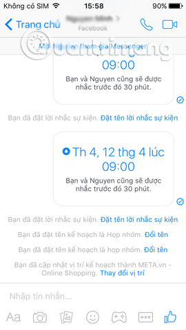 How to create event reminder notifications on the Messenger application Picture 11