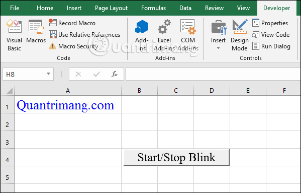 Как сделать мигающий текст в excel