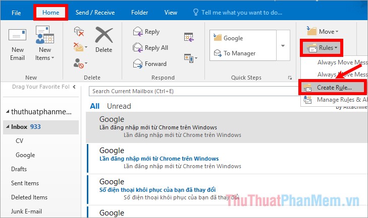 How to create folders in Outlook 2010, 2013, 2016 Picture 7