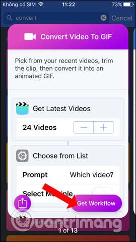 How to create gif images from videos with Workflow on iPhone Picture 6