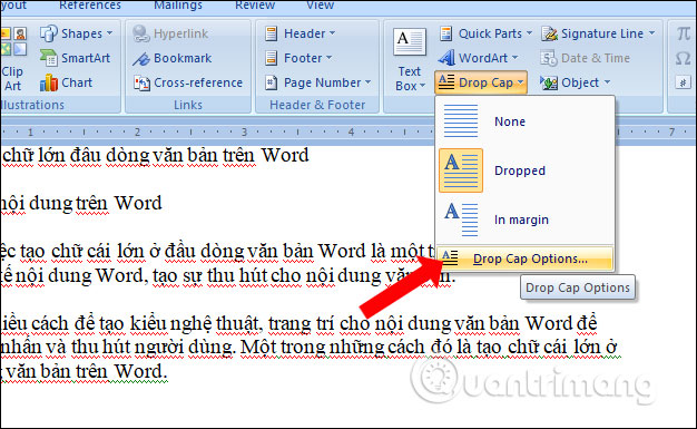 How to create large text at the beginning of the text on Word Picture 3