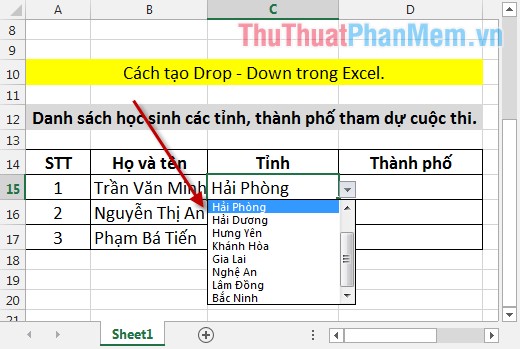 How to create List, Drop Down List in Excel Picture 1