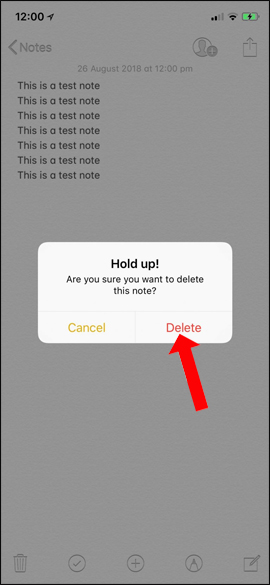 How to create notice to delete notes on iPhone Picture 1