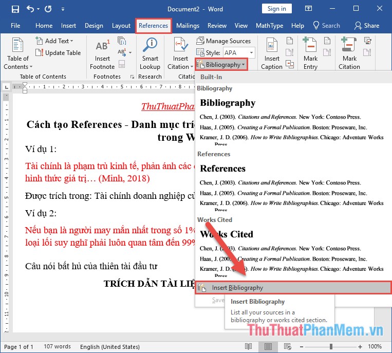 How to create References - A list of references to standard references in Word Picture 10