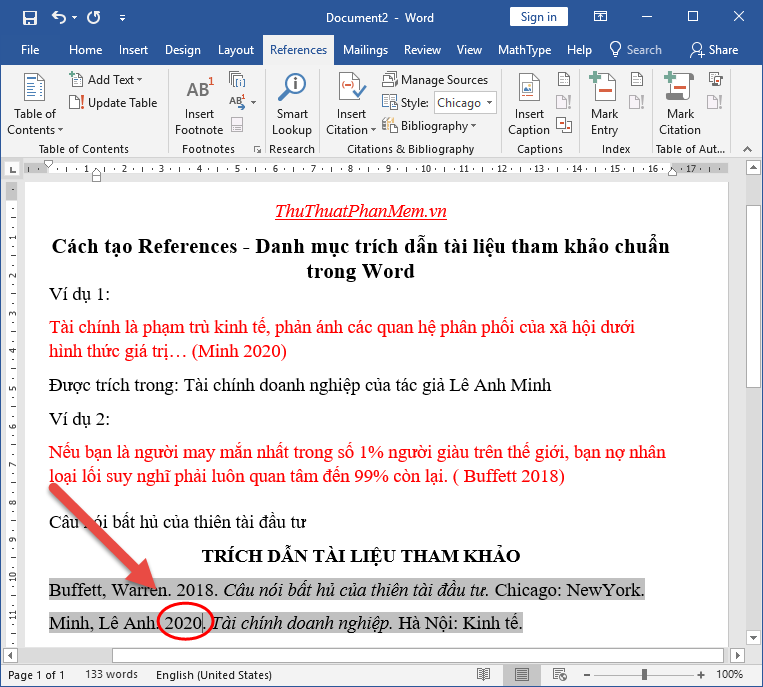 How to create References - A list of references to standard references in Word Picture 17