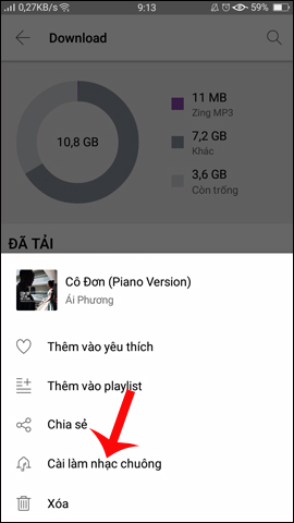 How to create ringtones from Zing MP3 Android Picture 3