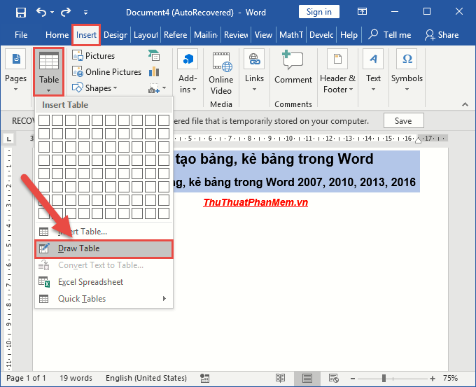 How to create tables and tables in Word - Instructions on how to create tables and tables in Word 2007, 2010, 2013, 2016 Picture 7