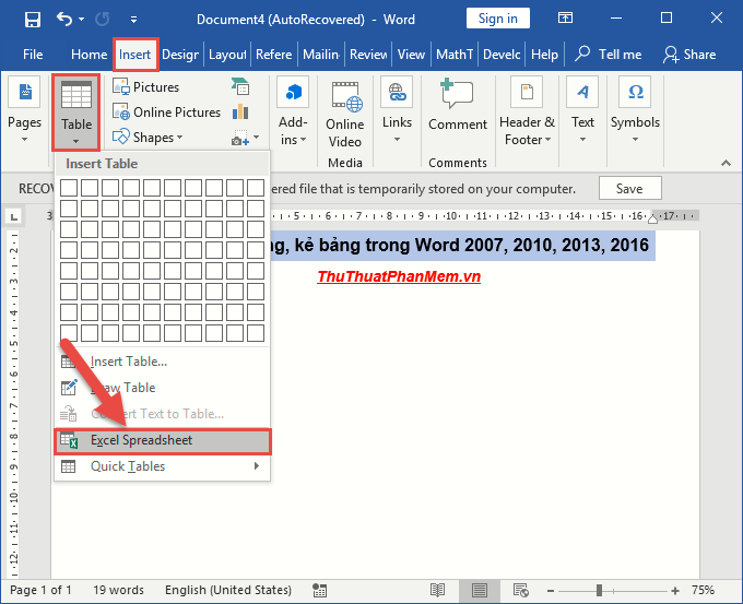 How to create tables and tables in Word - Instructions on how to create tables and tables in Word 2007, 2010, 2013, 2016 Picture 9