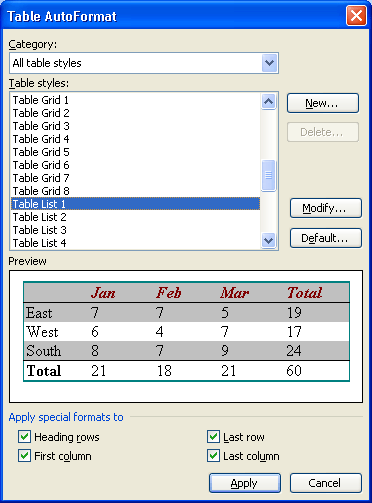 How to create tables in Office 2003 Picture 16