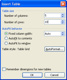 How to create tables in Office 2003 Picture 6