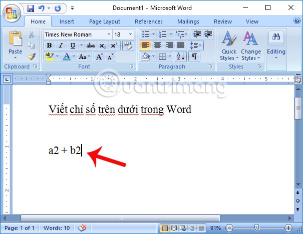 how to type an exponent in word 2013