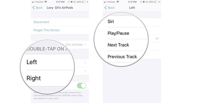 How to customize the control for 2 touches left and right on AirPods Picture 2