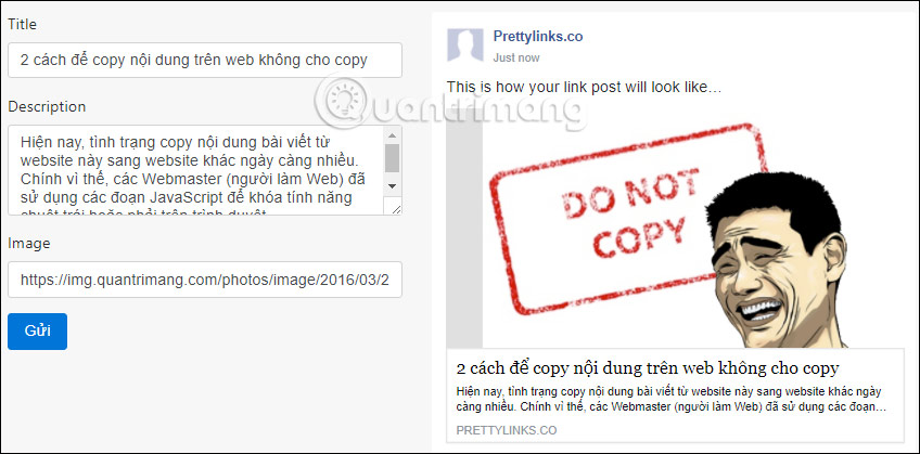 How to customize the link share on Facebook Picture 4