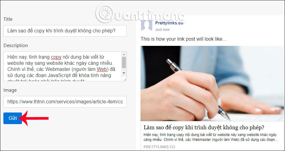 How to customize the link share on Facebook Picture 5