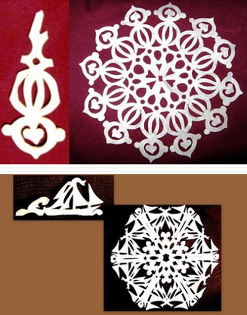 How to cut snowflakes with Christmas decorations according to the kirigami art of Japan Picture 10