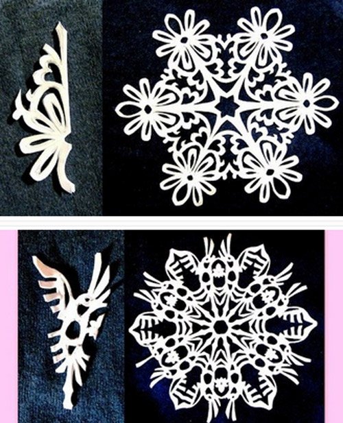 How to cut snowflakes with Christmas decorations according to the kirigami art of Japan Picture 12