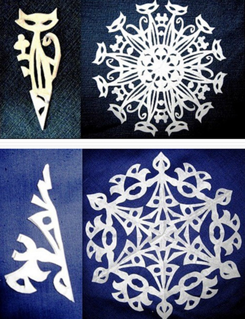 How to cut snowflakes with Christmas decorations according to the kirigami art of Japan Picture 15