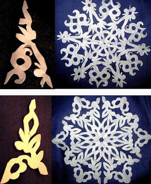 How to cut snowflakes with Christmas decorations according to the kirigami art of Japan Picture 17