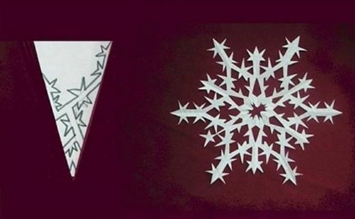 How to cut snowflakes with Christmas decorations according to the kirigami art of Japan Picture 18
