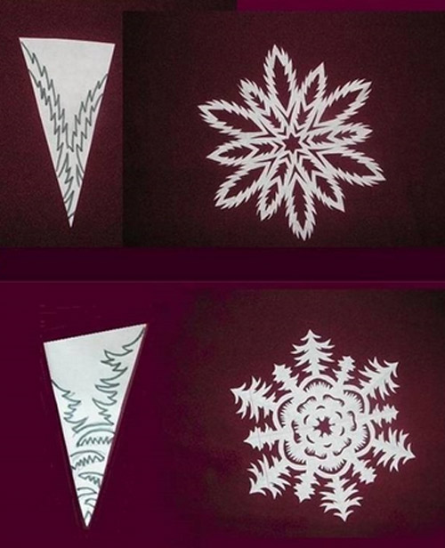 How to cut snowflakes with Christmas decorations according to the kirigami art of Japan Picture 19