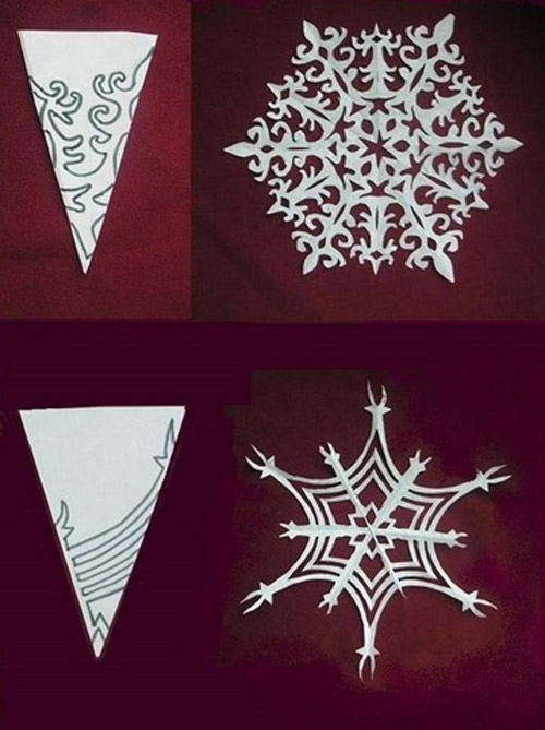 How to cut snowflakes with Christmas decorations according to the kirigami art of Japan Picture 20