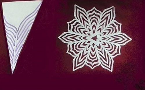 How to cut snowflakes with Christmas decorations according to the kirigami art of Japan Picture 21